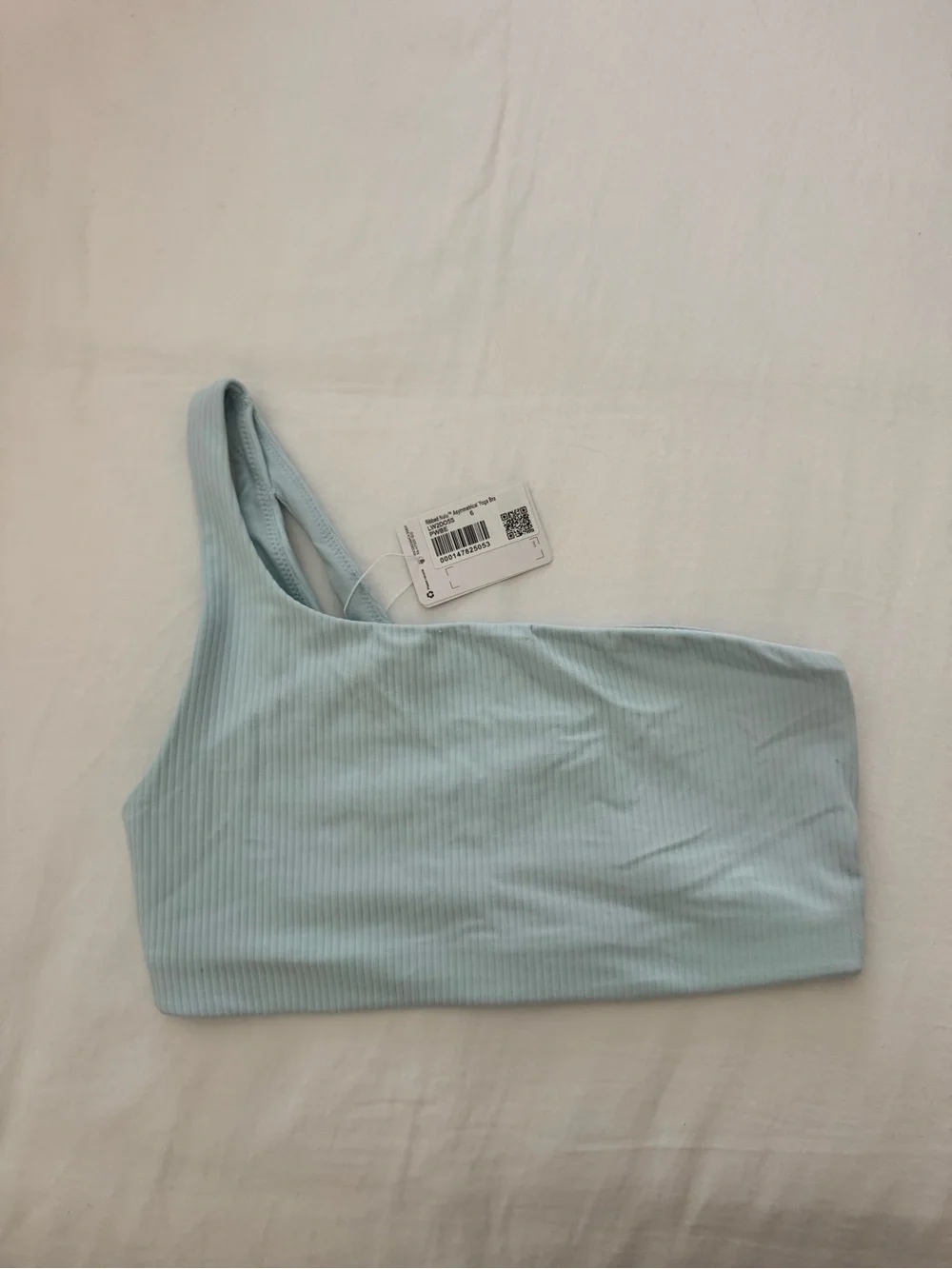 lululemon athletica Pale Blue One-Shoulder Ribbed Sports Bra